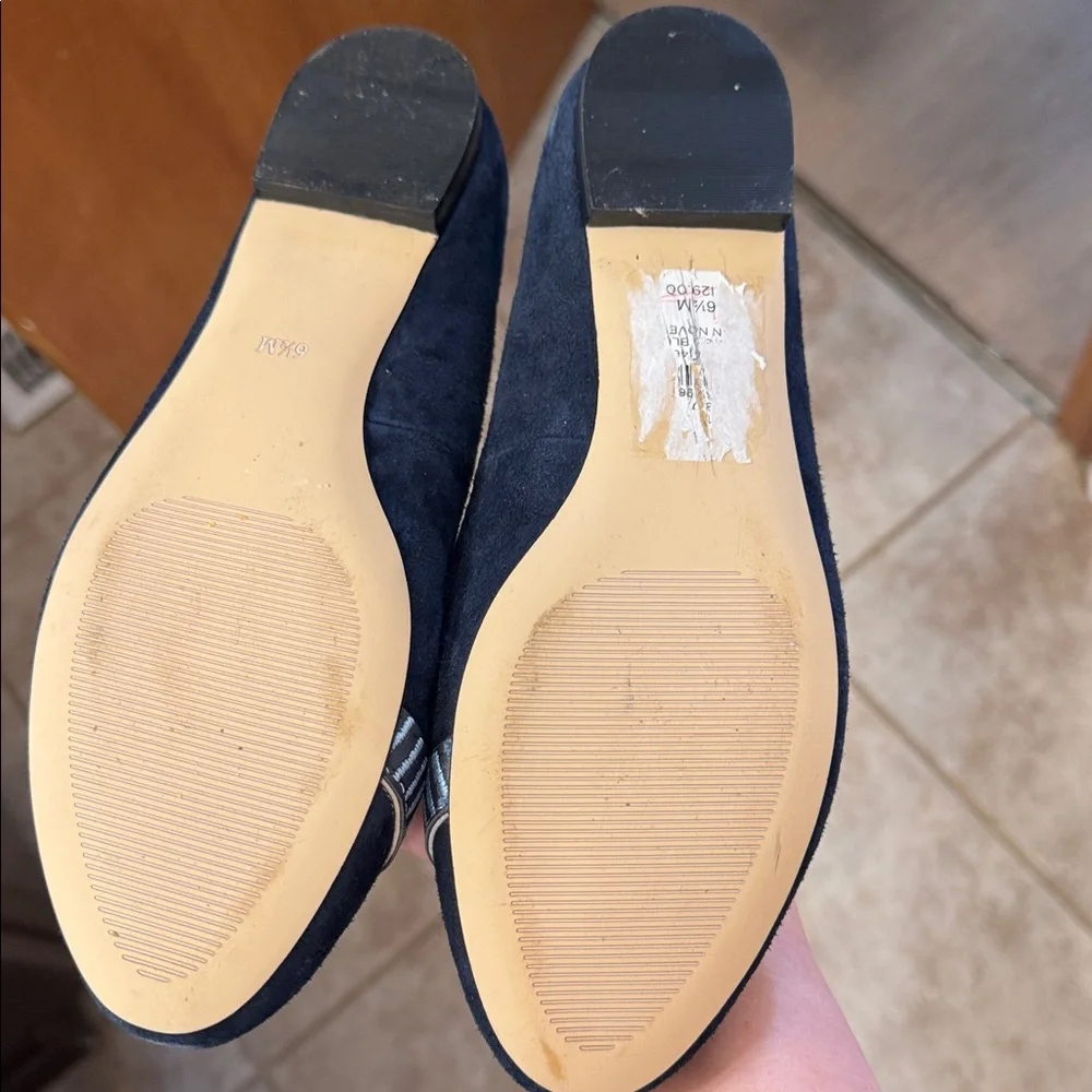 Talbots Indigo Blue Suede Loafers with Dachshund Design - Picture 2 of 4